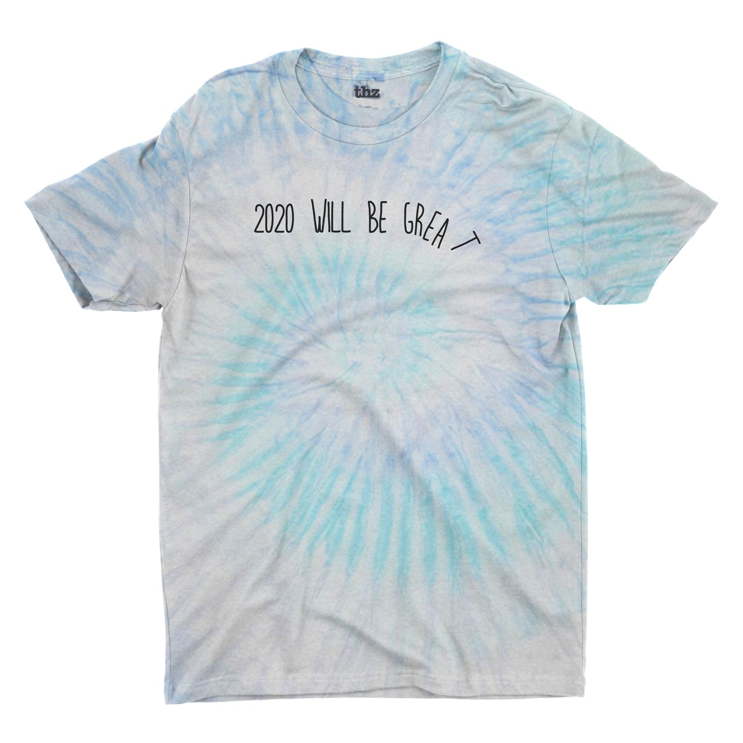 Blue tie dye short sleeve unisex adult t-shirt, 2020 will be great.