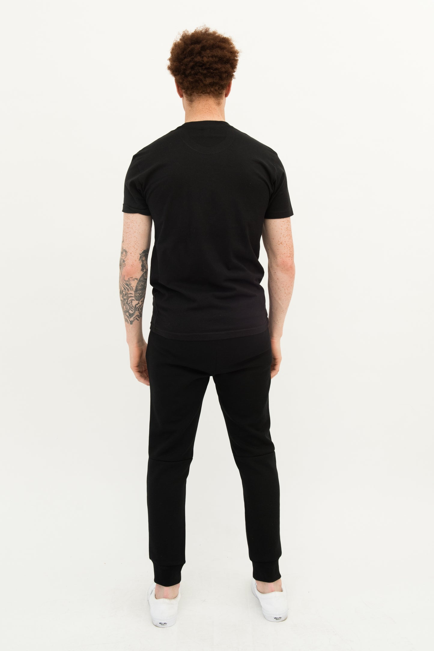 Black owned clothing brand, Men's Black Crewneck Tshirt. 1-800-Petty. Back